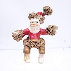 Vintage Spaghetti Santa Claus Shelf Sitter Figurine, 1950s Christmas Decorations